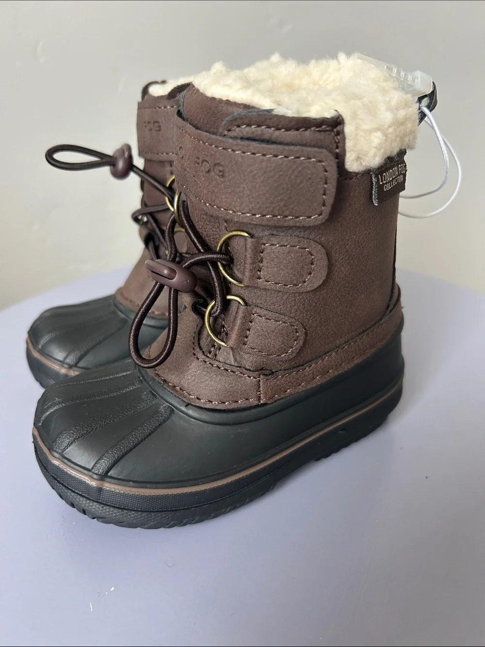 London Fog Collection Kids Brown Oxford Cold-Weather Snow Boots Sz 5 and 10